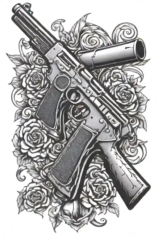 Shotgun And Pistol Make A Cross