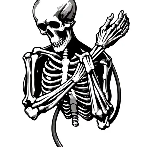 Rubber Hose Skeleton Holding His Arm