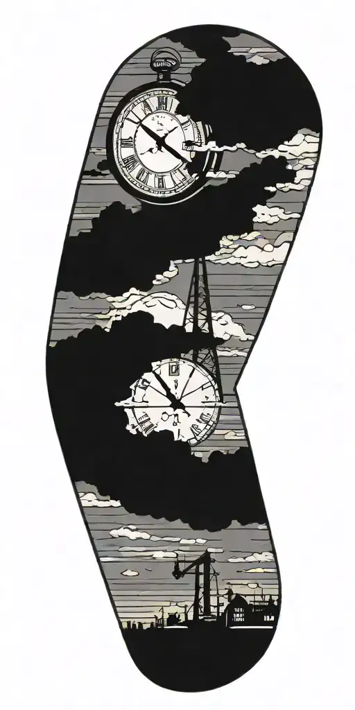 Concrete Laborer Clock Sunset Sky