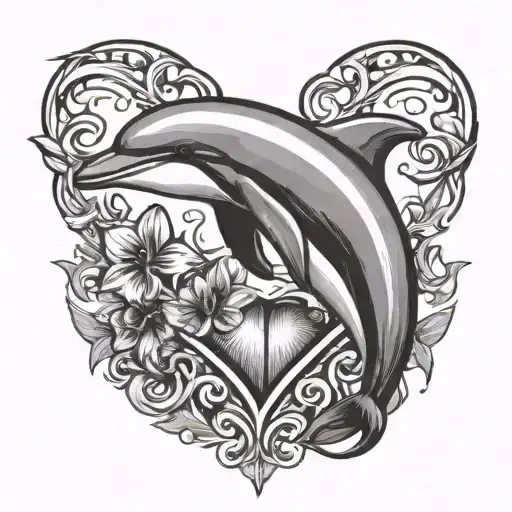 Dolphin And Butterfly Forming A Heart Shape
