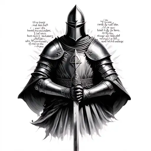 Templar Knight With Scripture Verses Flowing