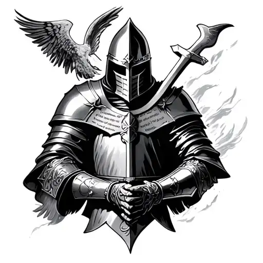 Templar Knight With Scripture Designs Embedded Within
