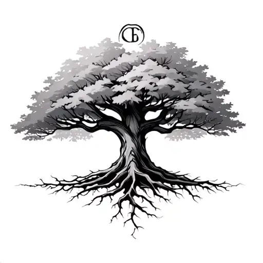 Tree With Initials At Top And Roots Going To Feet