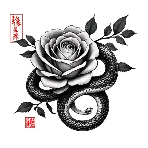 Reese In Chinese With A Rose And Snake