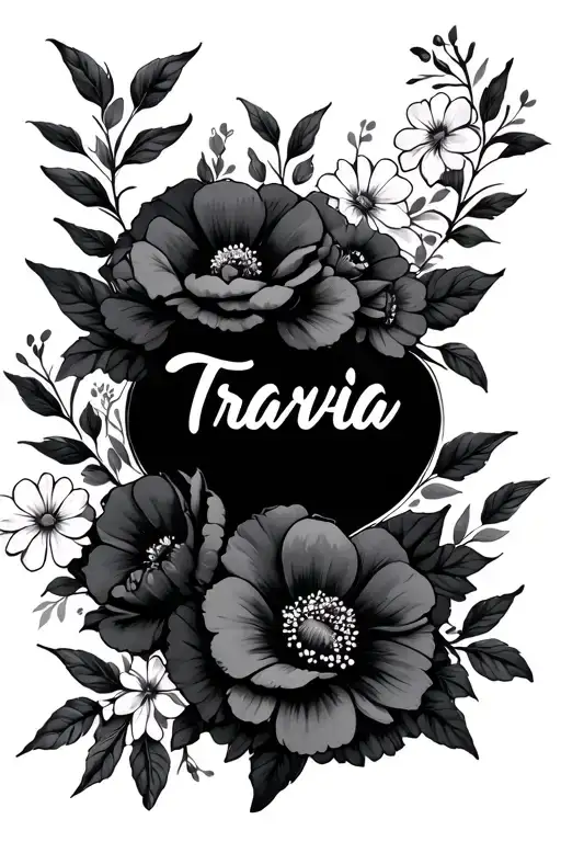 Travia Name With Flowers Around