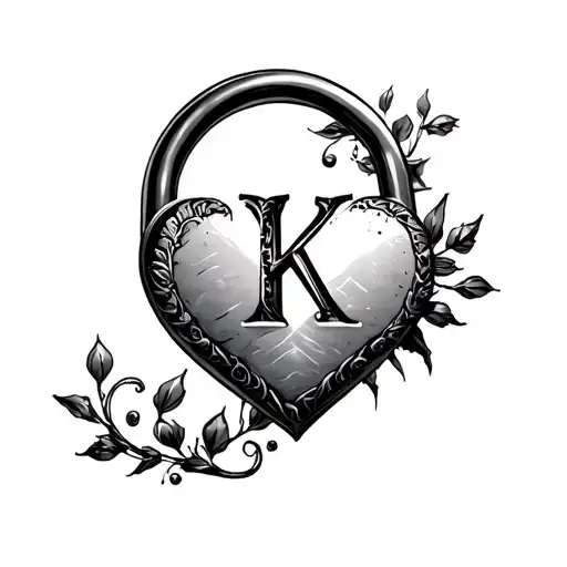 Letter K And A In Heart Shaped Lock