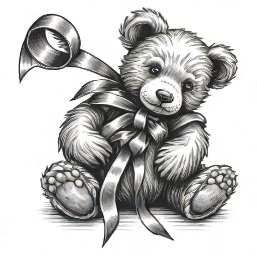 Teddy Bear With Ribbon Wrapping