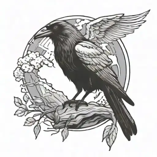 Raven Sitting On Earth