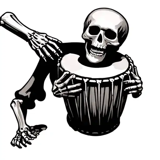 Skeleton Holding Of Djembe