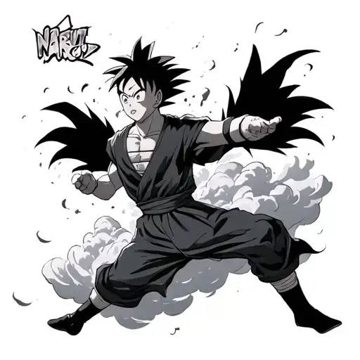 Naruto In The Flying Cloud With Goku