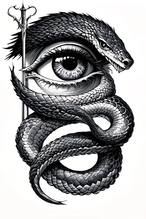 Impaled Eye With Serpent Wrapped