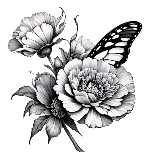 Carnation And Butterfly