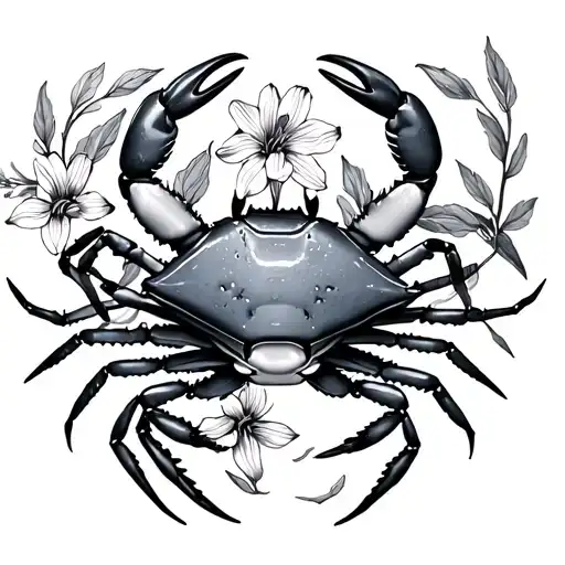 Crab And Larkspur Flowers Intertwined