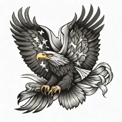 Eagle American Flag Intertwined