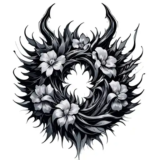 Abstract Unicron With Flowers Intertwined