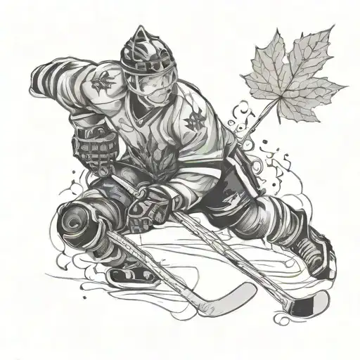 Maple Leaf With Hockey Player In It