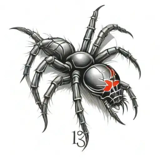Black Widow Spider With Number 13 Incorporated