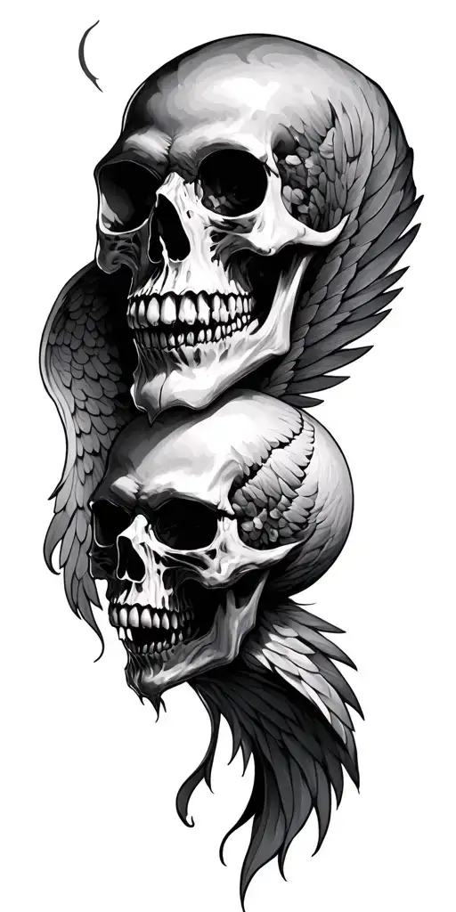 Skull And Death And Demon Half Angel