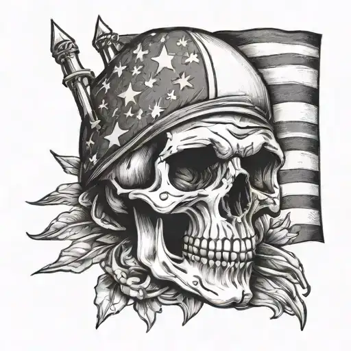 Skull American Flag