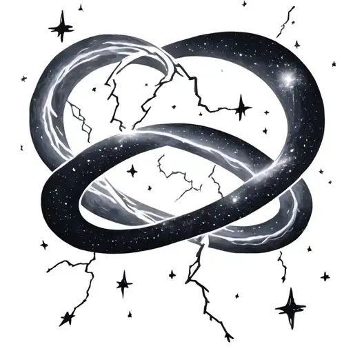 Infinite Symbol And Electrical Lines And Galaxy Filled With Stars