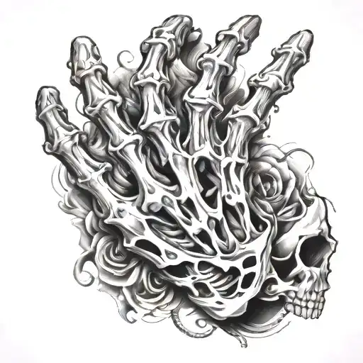Skeleton Hand Realistic Tattoo For Hand