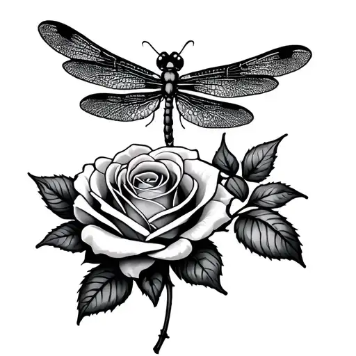 Rose And Dragonfly