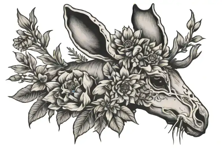 Jackalope Skull And Wildflower Border