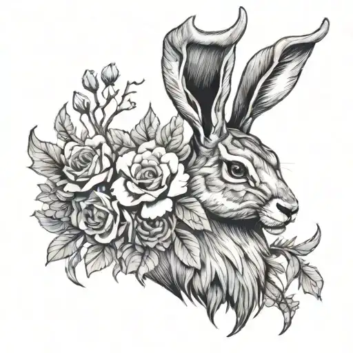 Jackalope With Flowers