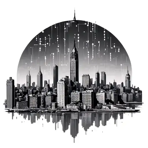 New York City Skyline Technology And Binary