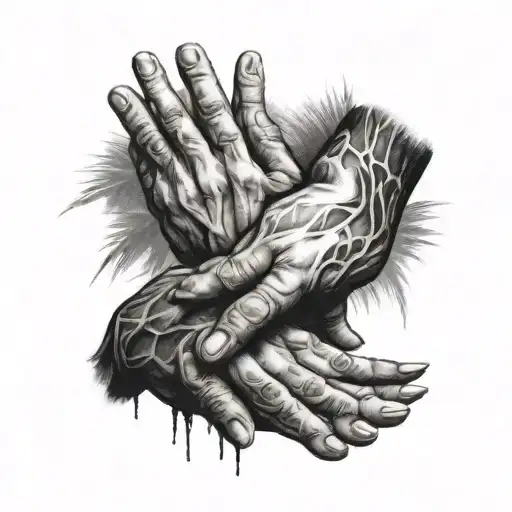 Two Hands Reaching For Each Other