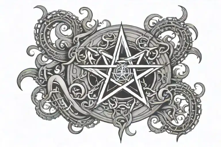 Pentagram And Tentacles Wrapping