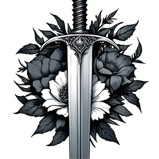 A Sword With A Flower And A Witch