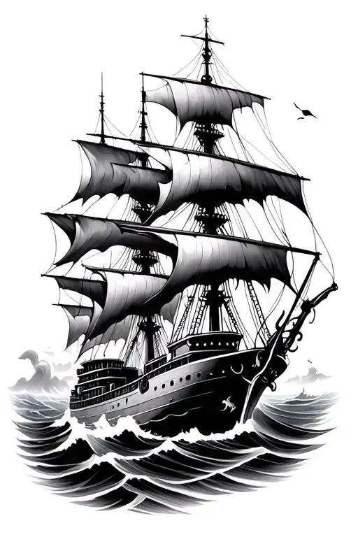 Battle Ships Sink Beneath The Waves Flowing