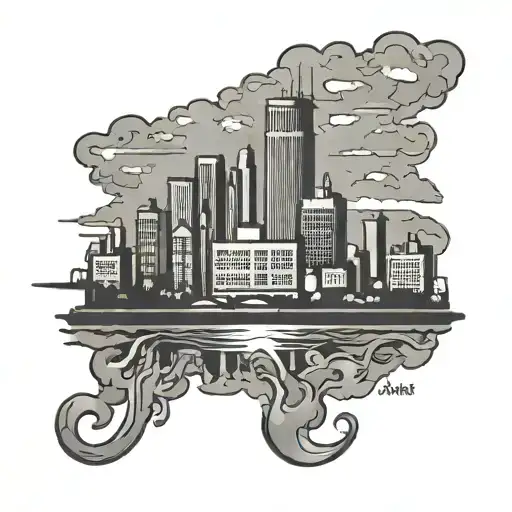 Detroit Skyline Silhouette Tattoo Design