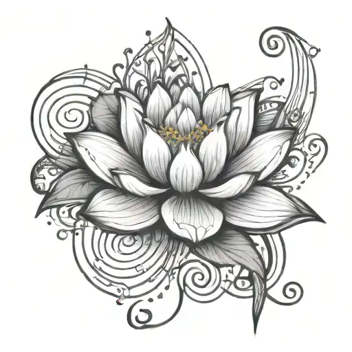 Lotus Flower With Music Notes