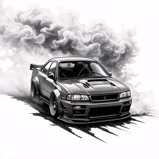 Drift Car Drifting In Smoke