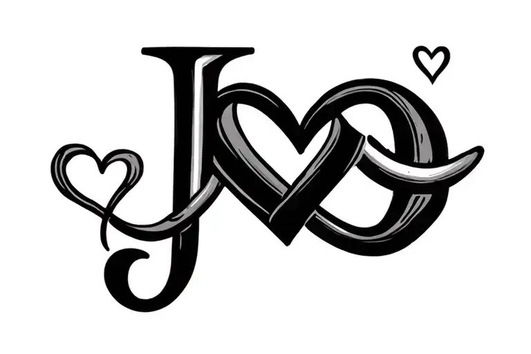 Letter J And Letter S In A Infinity Sing With A Small Heart