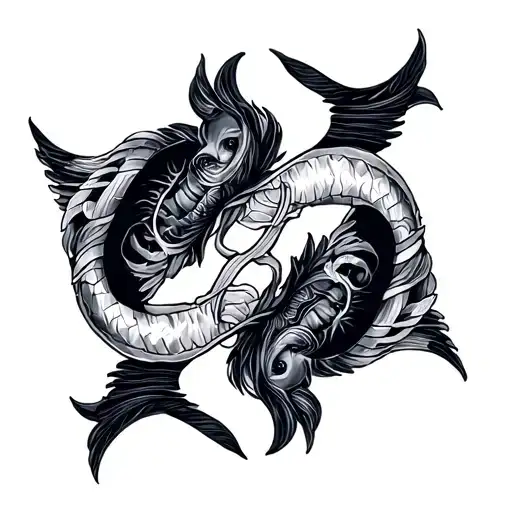 Sagittarius And Pisces Symbol Intertwined