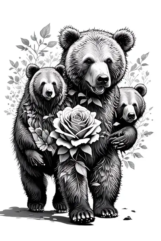 Roses And Bears Walking