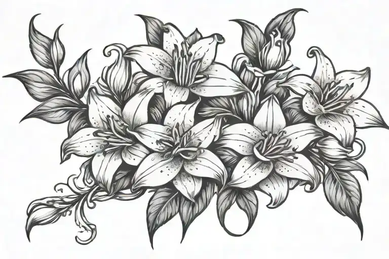 Rose Vine And Small Lilies