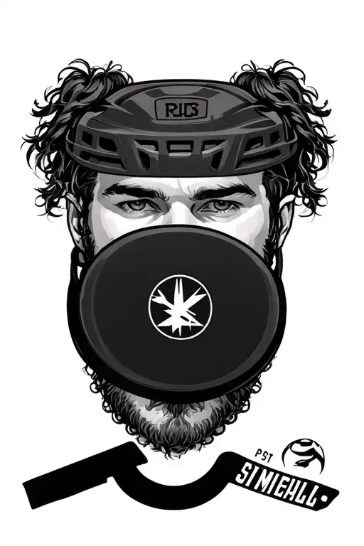 Hockey Puck And Post Malone Portrait