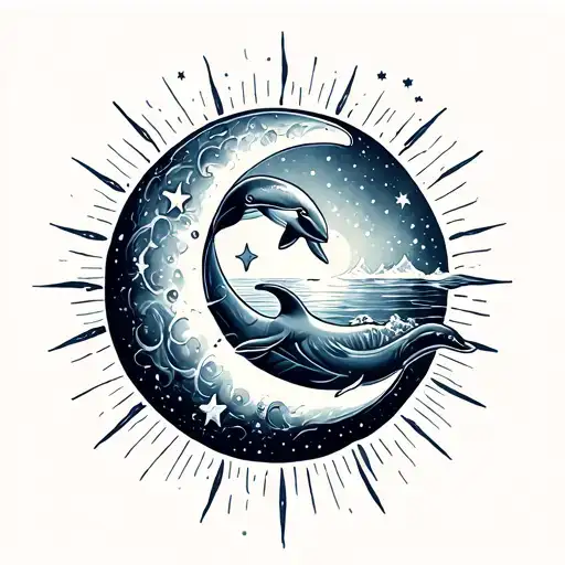Dolphins Sun Moon Stars