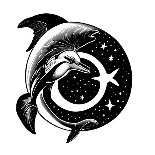 Dolphin Sun Moon Star Fineline