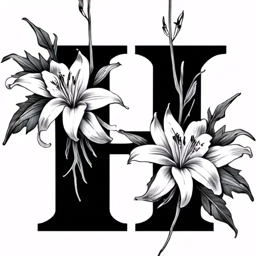 Letter H With Spider Lily