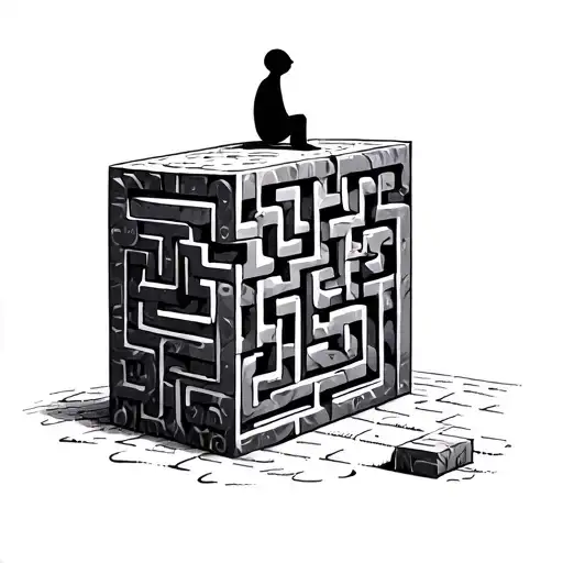 Maze With Tiny Stick Figure Sitting On Top