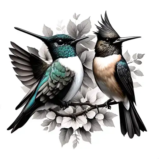 Hummingbird And Cardinal