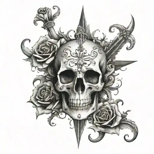 I Need A Tatoo The Goes On The Throat That Has A V As A Centerpiece But Is Surreonded By Skulls
