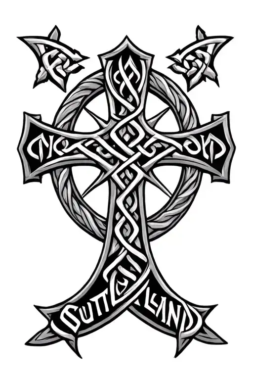 Celtic Cross With Sutherland Written In It