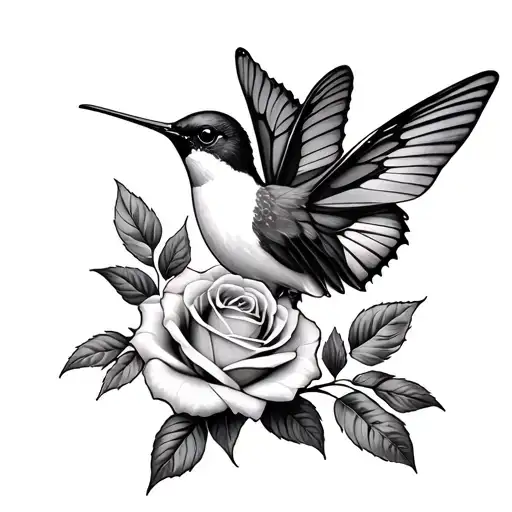 Butterfly Hummingbird Rose