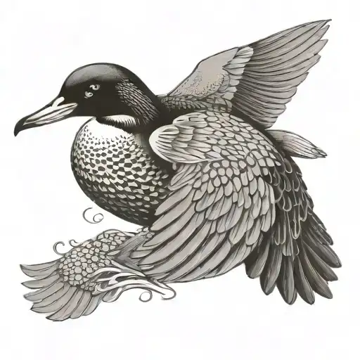 Diving Loon Bird Americana Style